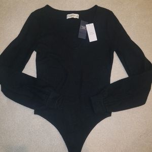 Abercrombie black soft cozy a&f bodysuit small NWT